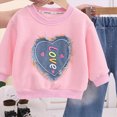 thumbnail image 4 of Toddler Girls Outfits 9 12 18 24 Months 2T 3T 4T 5T Girls Fall Winter Clothes Toddler Girls Ruffle Long Sleeve Cute Top Jeans Bell-bottomed Pants 2PCS Set Pink Size 2-3 Years, 4 of 5