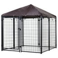 thumbnail image 3 of PawHut 4.6' x 4.6' x 5' Outdoor Dog Kennel, Walk-in Pet Playpen, Welded Wire Steel with Water and UV-Resistant Canopy, Black, 3 of 10
