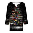 thumbnail image 5 of HOMBOM Black Shirts for Women Button down Dressy Casual Christmas 3/4 Sleeve V Neck Merry Christmas Ladies T Shirts Xmas, 5 of 5