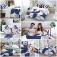 thumbnail image 5 of 3 Piece Navy Blue Geometric Duvet Cover Set Queen Size,Microfiber Comforter/Quilt Cover with Corner Ties and 2 Pillowcases,Middle Century Modern Abstract Art All Season Bedding with Zipper Closure, 5 of 8