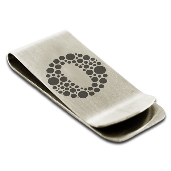 Tioneer Stainless Steel Letter O Initial Dotted Monogram Engraved Engraved Money Clip Holder