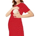 thumbnail image 4 of Zwiiyzr Pregnant Womens Maternity Dress Comfortable Short Sleeve Nursing Dress with Polka Dots Red, 4 of 7