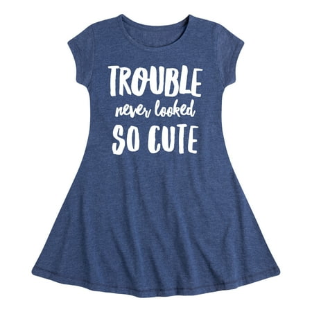 

Instant Message - Trouble Never Looked So Cute - Toddler & Youth Girls Fit & Flare Dress