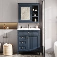 thumbnail image 3 of 30'' Bathroom Vanity with Top Sink, Modern Bathroom Storage Cabinet with 2 Drawers and a Tip-out Drawer, Freestanding Vanity Set with Mirror Cabinet, Single Sink Bathroom Vanity, 3 of 9