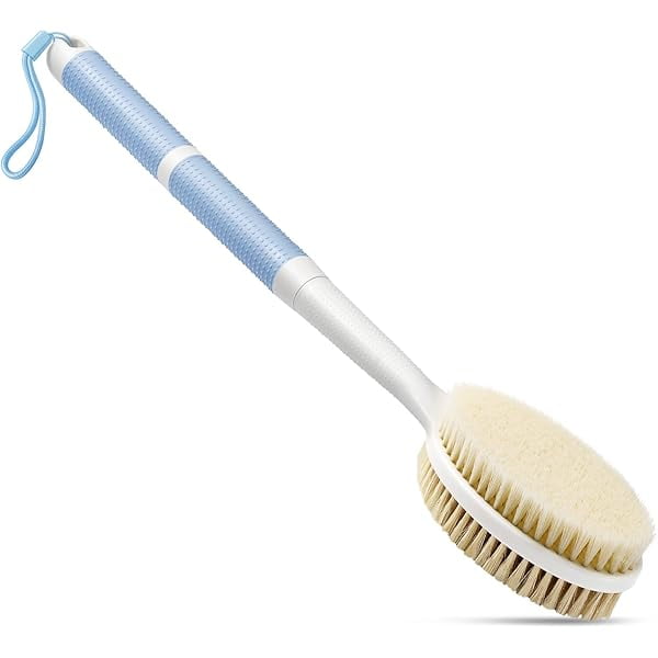 wonima11 Back Scrubber Anti Slip for Shower with Detachable Brush Head,19" Shower Brush with Soft and Stiff Bristles,Long Handle Exfoliating Body Scrubber for Bath or Dry Brush.