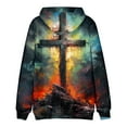 thumbnail image 4 of Men's Loose Fit Hoodie with Cross Print, Casual Long Sleeve Pullover Sweatshirt, Soft Fleece Streetwear for Fall Winter, Christmas Holiday, Daily Comfort,Gray,5XL, 4 of 5