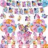 56 Pcs My Little Pony Party Supplies Theme Party Decorations Birthday Banner, Cake Topper, Cupcake Topper, Balloons, Hanging Swirls Decorations