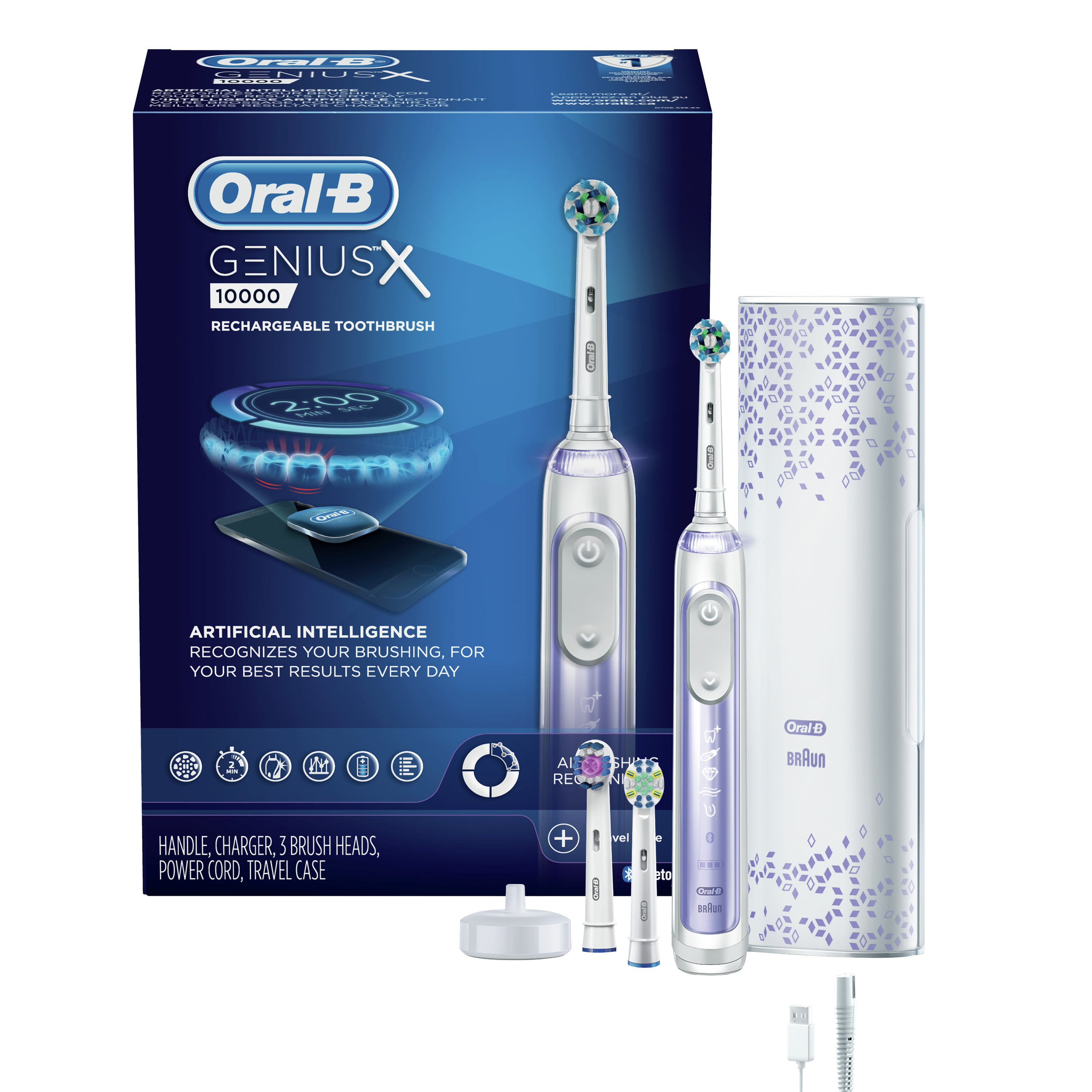 Oral-B Genius X, Rechargeable Electric Toothbrush, White - Walmart.com