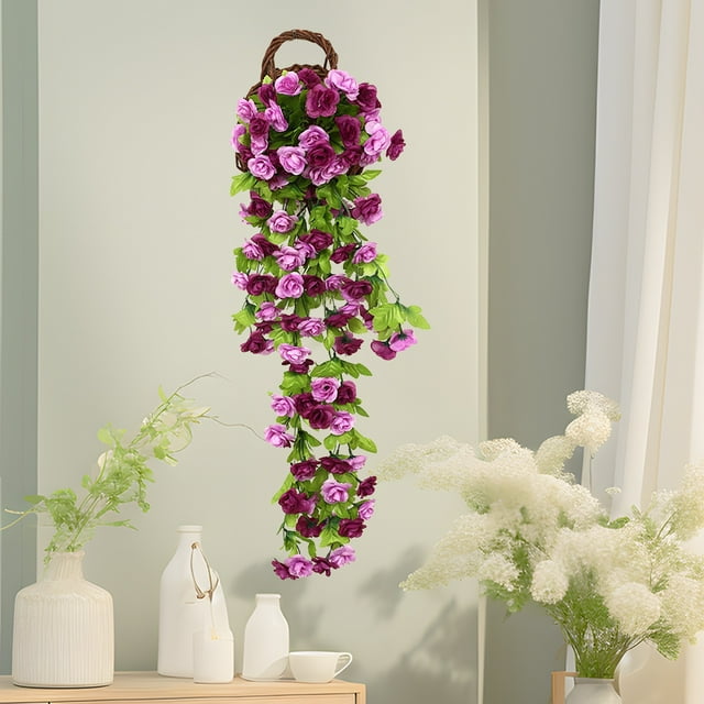 Faux Silk Hanging Vine Garland with Roses for Wall Wedding Decor, 1 Bouquet