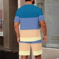 thumbnail image 5 of BRANROY Men's Summer Outfits 2 Piece - Print Striped Short Set, Tracksuit for Men with Casual Tee and Shorts,Blue,L, 5 of 5