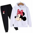 thumbnail image 4 of Conjunto de 2 piezas de sudadera con capucha y pantalones largos de manga larga con estampado de Mickey y Minnie Mouse para niñas, ropa deportiva informal para niñas, 4 of 5