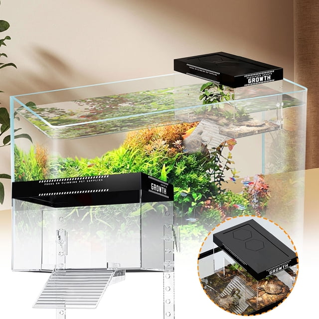 Bowayaoa Acrylic Turtle Tank Platform, Large Reptile Basking Dock with Non-Slip Ramp, Water Land Area for Aquarium, Turtle Sunbathing Accessories for Small Turtles