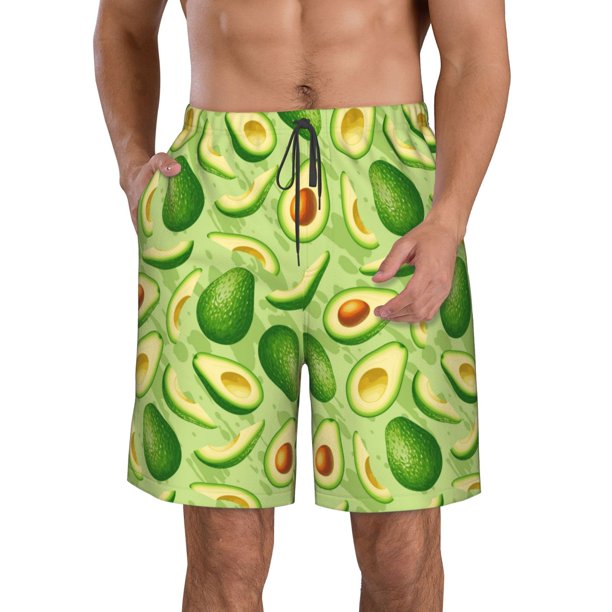 Fotbe Green Avocado Trajes de Baño Estampados para Hombre, Shorts de Verano de Secado Rápido, Ropa de Playa, Bañadores-Large