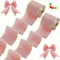 Darzheoy 6.6FT Christmas Ribbon, Pink Edging 2 Inches Wide for Tree Ornaments Gift Wrapping, Decorative Bow and Craft