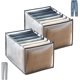 thumbnail image 1 of Juego de 2 organizadores de ropa vaquera, organizador de cajón de mezclilla plegable con compartimento de mezclilla, ideal para guardar camisetas, pantalones (gris, 7 compartimentos 25x, 1 of 4