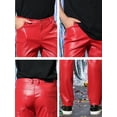 thumbnail image 5 of INSPIRE CHIC Men's Pants Faux Leather Slim Fit Zip-Fly Solid Pants 38 Red, 5 of 5