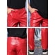 thumbnail image 5 of Pantalones de hombre Inspire Chic de cuero sintético, ajuste slim, con cremallera, color rojo, talla 30, 5 of 5