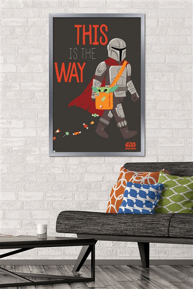 Star Wars: The Mandalorian - Mando Trick Or Treat Wall Poster, 22.375" x 34", Framed