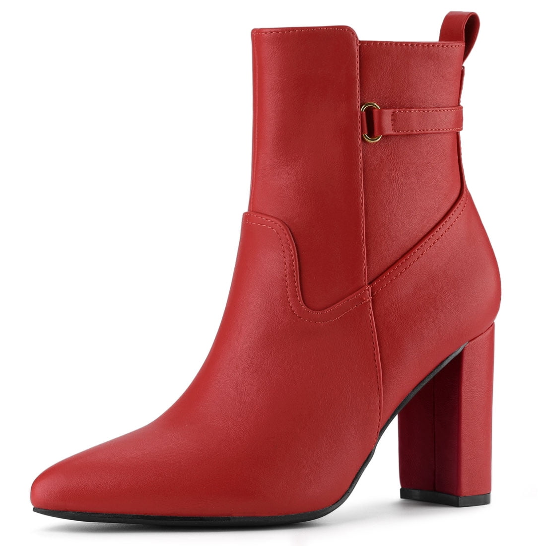 Allegra K Women's Pointed Toe Chunky High Heels Ankle Boots Red (Size 9) Walmart Canada