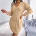 thumbnail image 3 of CAICJ98 For Women Women's Long Sleeve Neck Sweater Loose Fitting Knit Pullover Tops Slouchy Tunic Khaki,S, 3 of 5