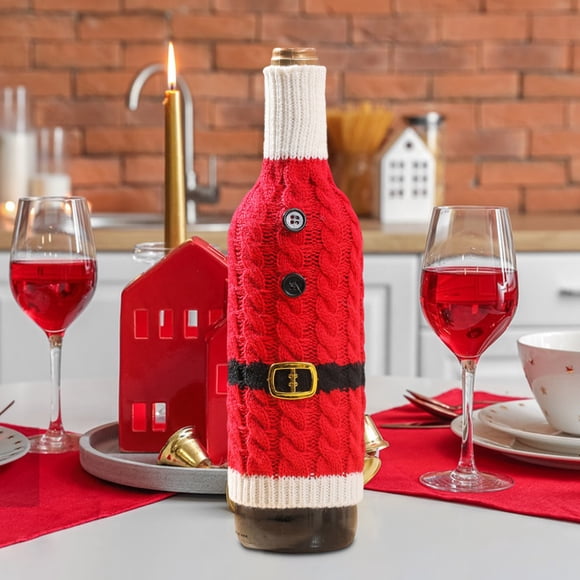 Decoraciones de Halloween, adornos de Halloween, regalos de Halloween, juego de botella de vino de Navidad, muñeco de anciano de tela tejida, juego de champán, accesorios de escritorio para disfraces,