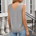 thumbnail image 4 of Inglocry Women's Silk Satin Camisole Tank Tops V Neck Pleated Dressy Casual Sleeveless Blouses Summer Business Work Shirts 2026 Light Gray M, 4 of 5