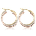 thumbnail image 2 of KoolJewelry 10k Tricolor Gold Hoop Earring, 1", 2 of 5