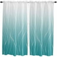 thumbnail image 2 of Teal Blue White Ombre Window Curtains 84 Inch Length, Modern Abstract Art Striped Rod Pocket Window Treatment Kitchen Drapes for Bedroom, Cafe, Living Room, 2 Panels, 52 W x 84 L, 2 of 5