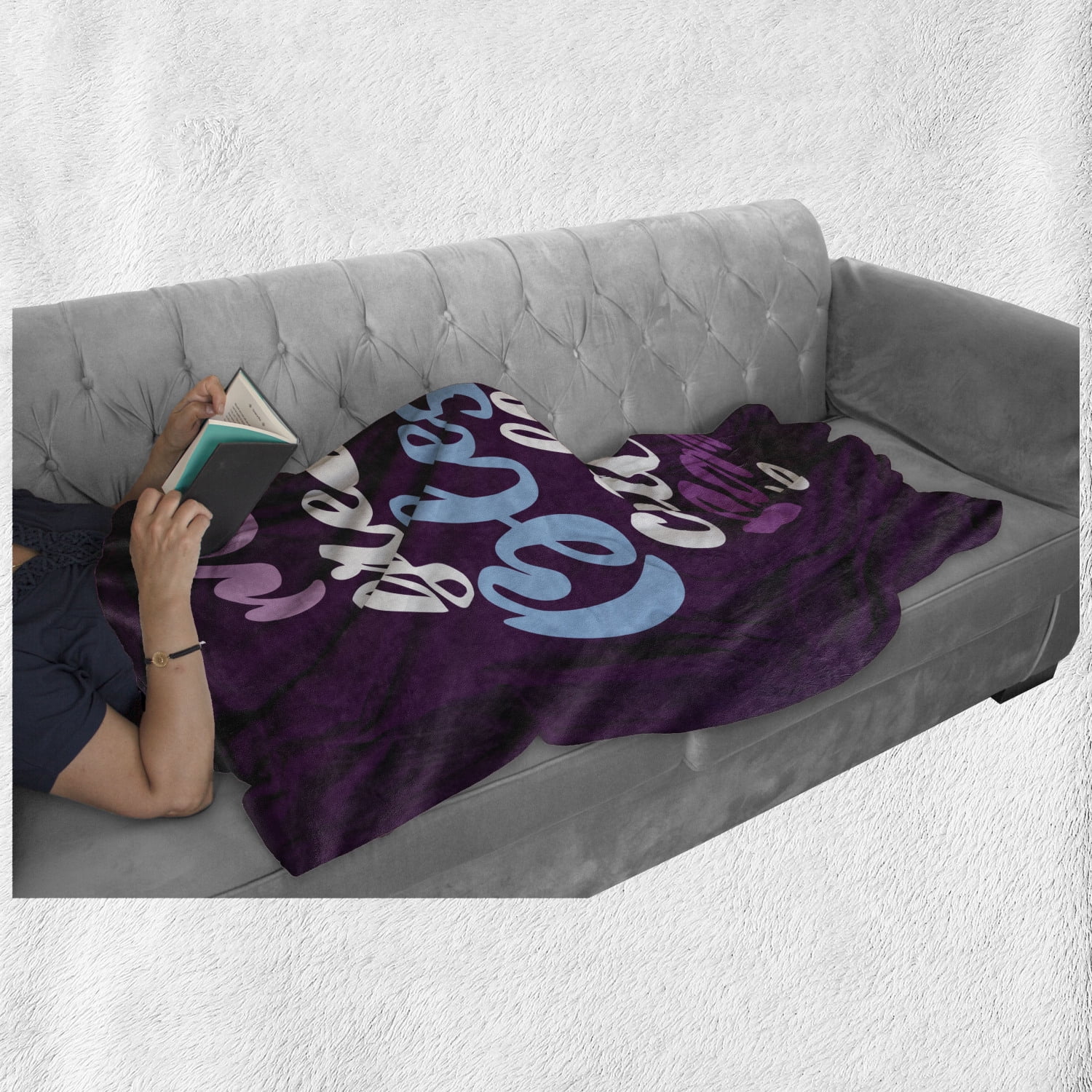 My Greatest Blessings Call Me Mom Message on Purple Toned Background Ambesonne Saying Soft Flannel Fleece Throw Blanket Cozy Plush for Indoor and Outdoor Use Purple Blue and Cream 60 x 80 