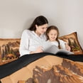 thumbnail image 4 of Manfei Mountain Family Bear Grid Full Size Comforter Sets,Vintage Pine Plaid Bedding Comforter Set,Orange,Black Reversible,3pcs,1 Comforter and 2 Pillowcases, 4 of 7