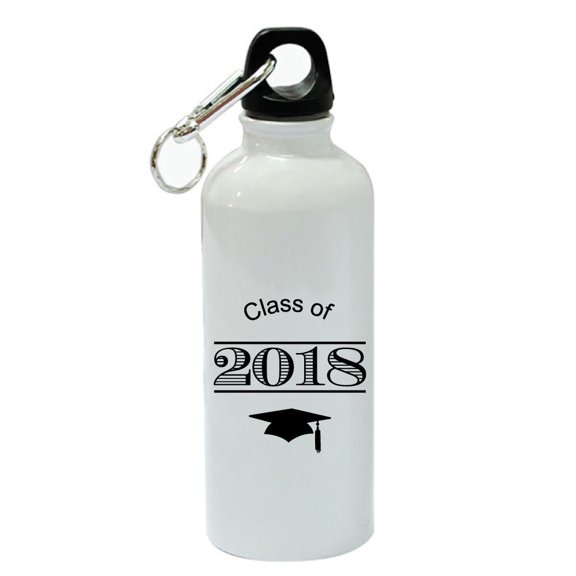 Class of 2018 White Aluminum Sports 20 oz Water Bottle