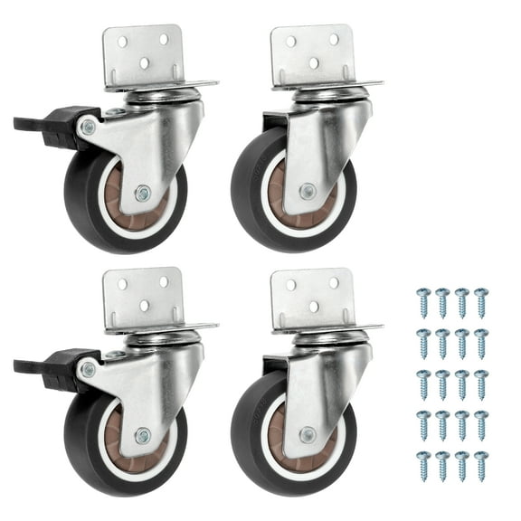 Uxcell Caster Wheels Swivel Casters with L-Bracket for Furniture and Carts 2"