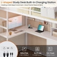 thumbnail image 5 of Metal Loft Bed Twin Size with Desk, 6 Storage Drawers and Bookshelf, Loft Twin Bed Frame with USB Charging Station, LED Lights, Storage Shelf, Full-Length Guardrail & Ladder, White, 5 of 9