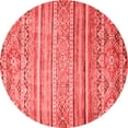 thumbnail image 1 of Ahgly Company Machine Washable Indoor Round Abstract Red Modern Area Rugs, 4' Round, 1 of 4