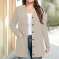 thumbnail image 2 of Veste Matelassée pour Femmes Cardigan Léger Cardigan en Tricot Doux Manches Longues Léger Ouvert Chandails en Molleton Boutons Mode Automne 2025 Cardigans avec Poches Vêtements Habillés d'Hiver, 2 of 7