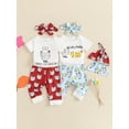 thumbnail image 4 of Yunliwuli Baby Boys Girls Summer Outfits Short Sleeve Chick Print Romper + Pants + Headband + Hat Set Infant Clothes, 4 of 10