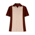 thumbnail image 6 of WREESH Men's Button Down Shirts Summer Color Blocking Short Sleeve Shirts with Fashion Oversized European Style Collar for Trendy Casual Tops Wine, 6 of 6