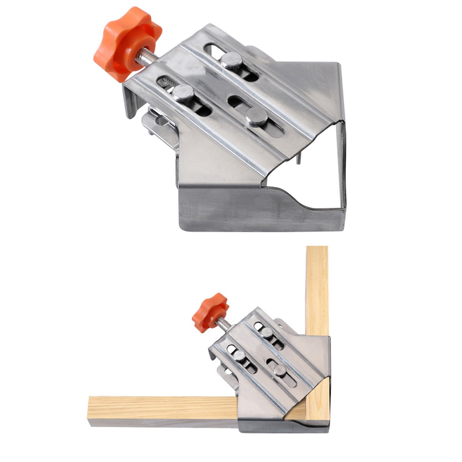 2pcs Stainless Steel Right Corner Clamp,90 Degree Right Angle Clamp for Woodworking,Right Angle Clip Fixer,Single Handle Clamps for Woodworking, Photo Framing (Close)