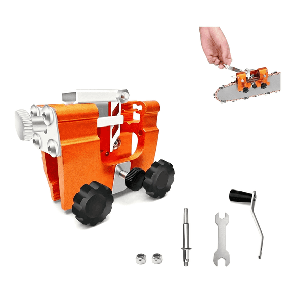 Chainsaw Sharpener Kit, Manual Hand Crank Chain Sharpening Jig with 58mm Grinding Bit, for 12"-20" Chainsaws