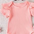 thumbnail image 7 of Baby Girl Romper with Suspender Casual Sleeveless Bow Front Floral Print Bodysuit Newborn Playsuit Summer Clothes Pink A 0-3 Month, 7 of 7