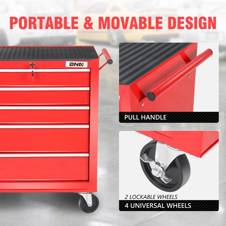 DNA Motoring TOOLS-00398 5 Drawer Portable Garage Warehouse Repair