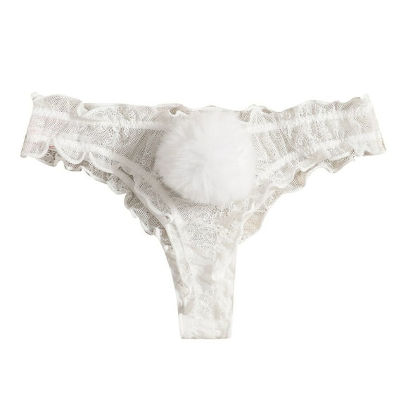 Women Lace Mesh Thongs Panties Sexy Rabbit Tail Waist Female Underpants Pantys Lingerie Sheer Panties Thong