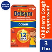 Childrens Delsym 12 hour Cough Relief Medicine, Powerful Cough Relief for 12 Good Hours, Cough Suppressing Liquid, #1 Pediatrician Recommended, Orange Flavor, 3 Fl Oz