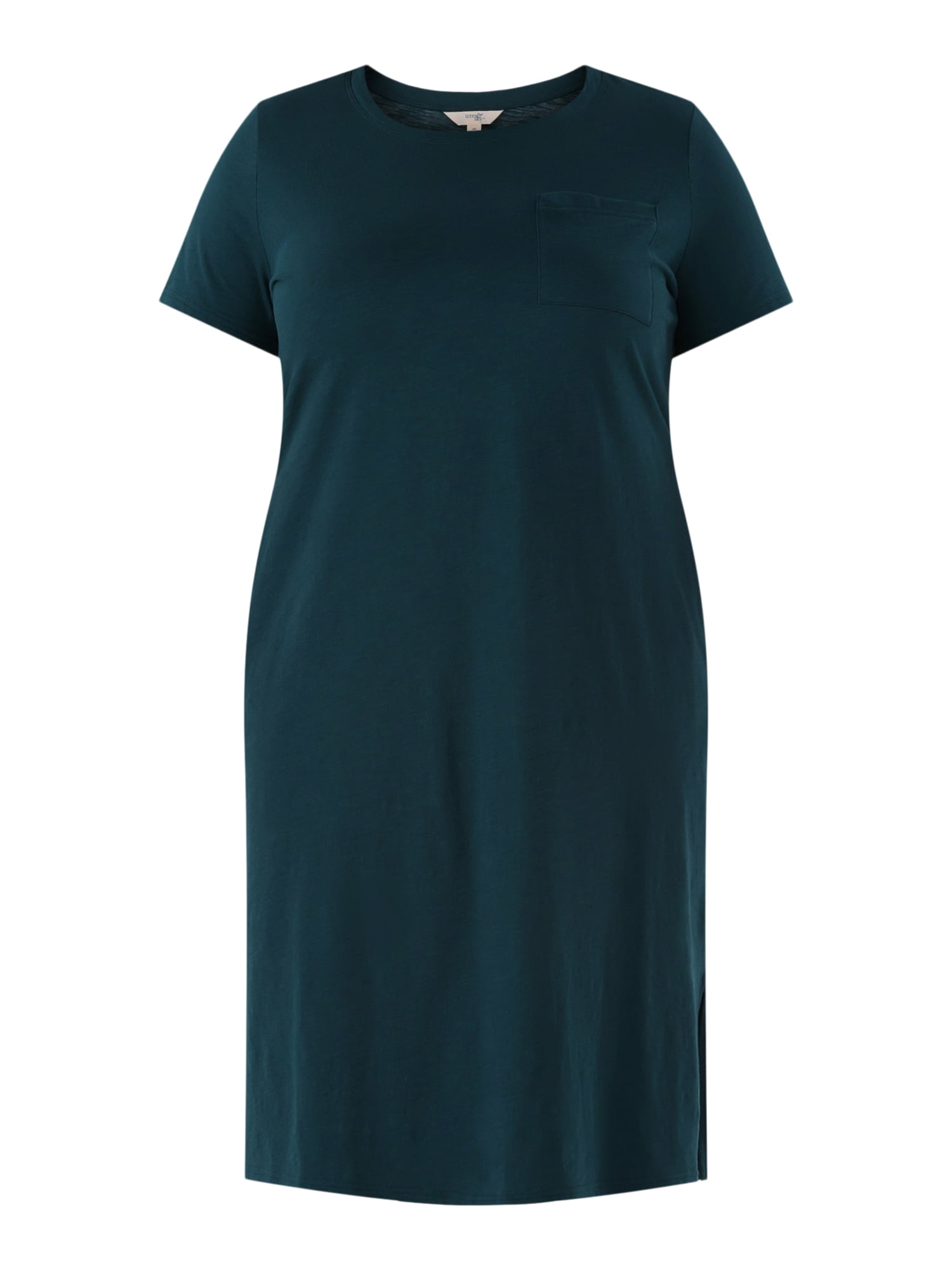 Terra & Sky Women's Plus Size Cotton Pocket T-Shirt Dress, Sizes 0X-5X