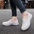 thumbnail image 6 of Gpaecead Women's Faux Leather Flat Sneakers Lightweight Slip On Casual Cushioned Soft Sole Non Slip Comfort Shoes For Commuters White, 6 of 8