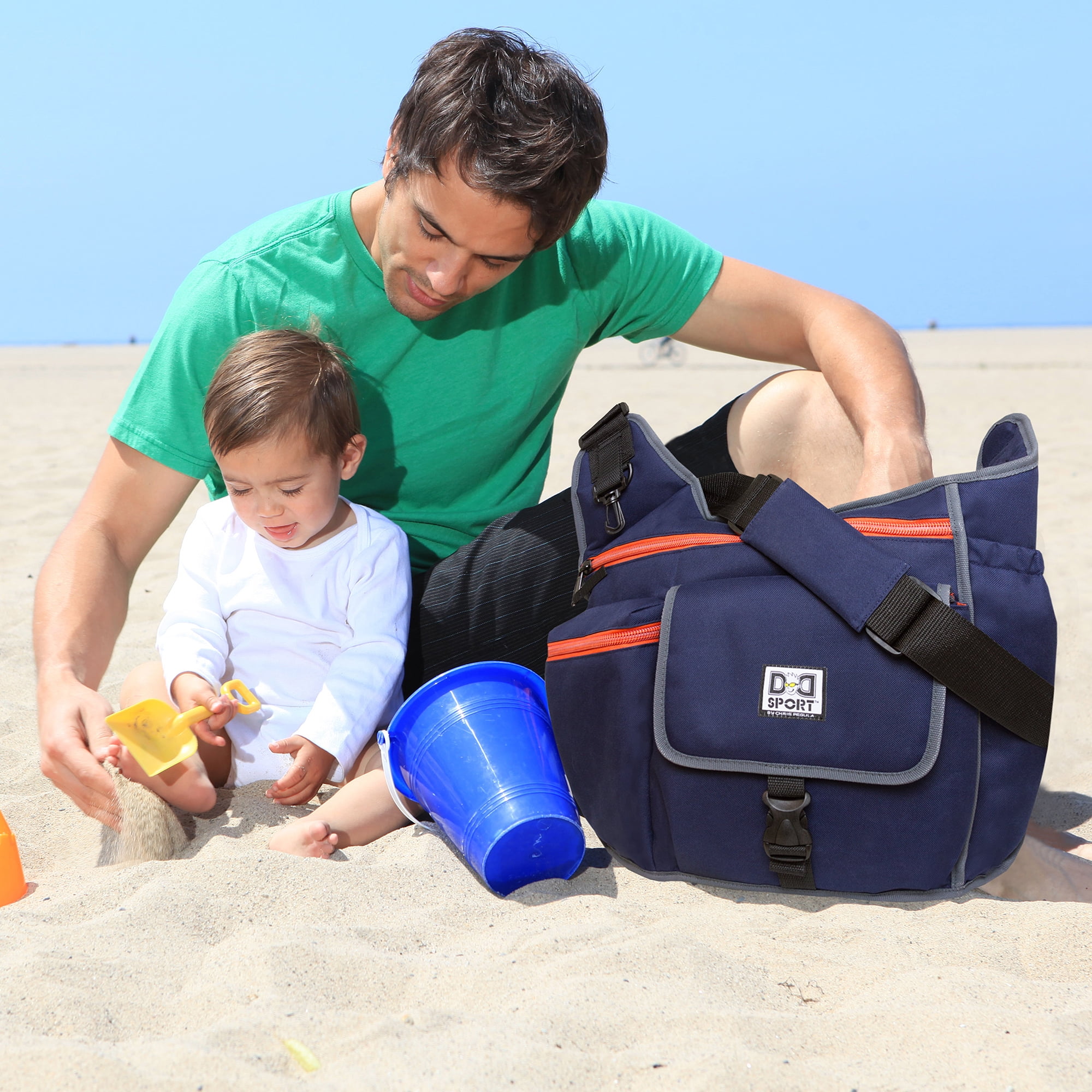 Diaper Dude Sport Diaper Bag, Navy/Orange