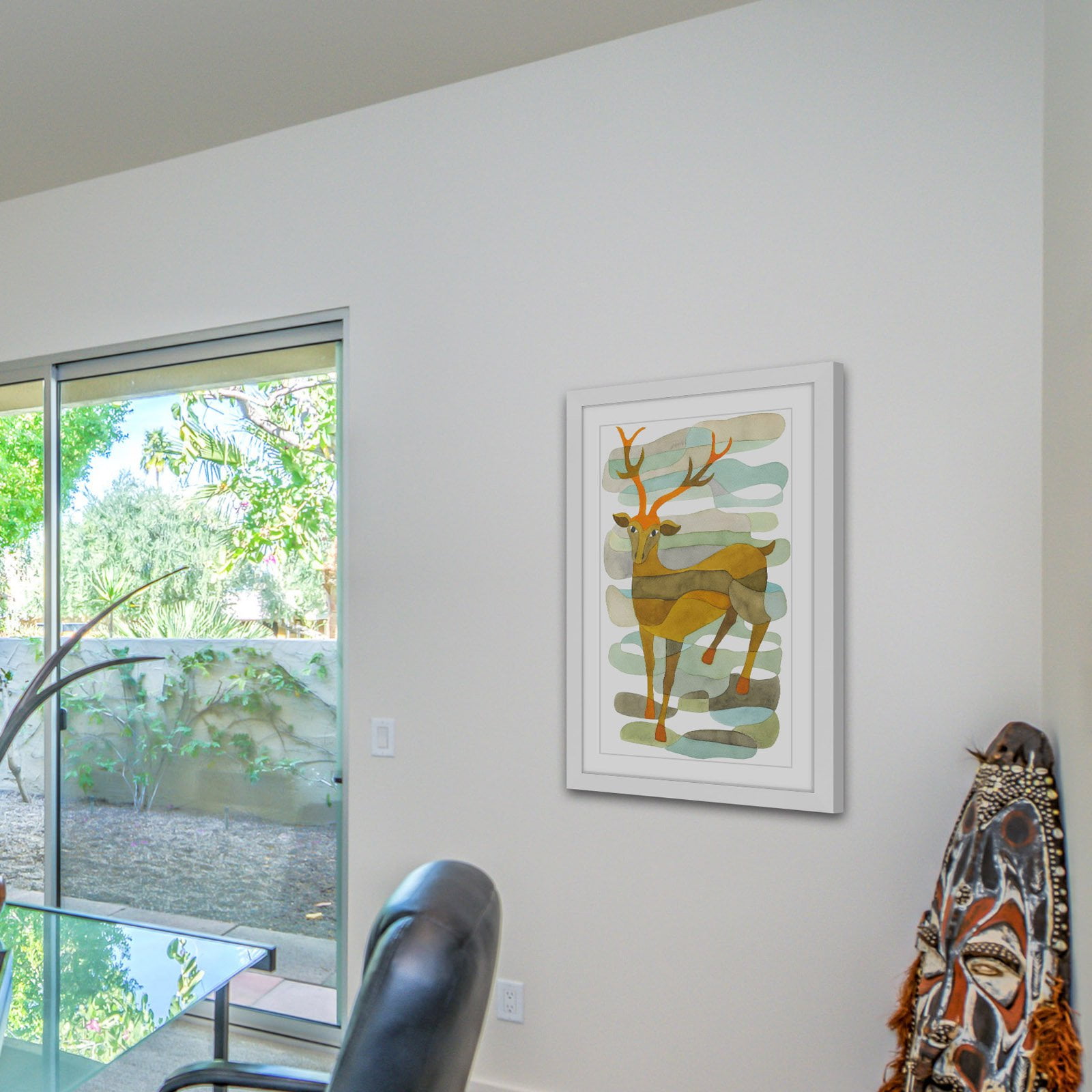 Marmont Hill - "Stag" By Yolanta Gawlik Framed Painting Art Print, 16" x 1.5"
