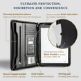 thumbnail image 3 of Black Superior Vegan Leather Business Portfolio with Zipper – Padfolio All-in-One. Smartest Protective 10.1 Inch Tablet Sleeve, Presentation Slot, Solar Calculator, Card Storage, Writing Pad, 3 of 9