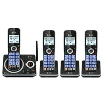 AT&T 4-Handset Expandable Cordless Phone with Unsurpassed Range, Bluetooth Connect to Cell, Smart Call Blocker and Answering System, DLP72412 (Black)