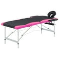 thumbnail image 1 of vidaXL Table de Massage Pliable 2 Zones Aluminium Noir et Rose, 1 of 5